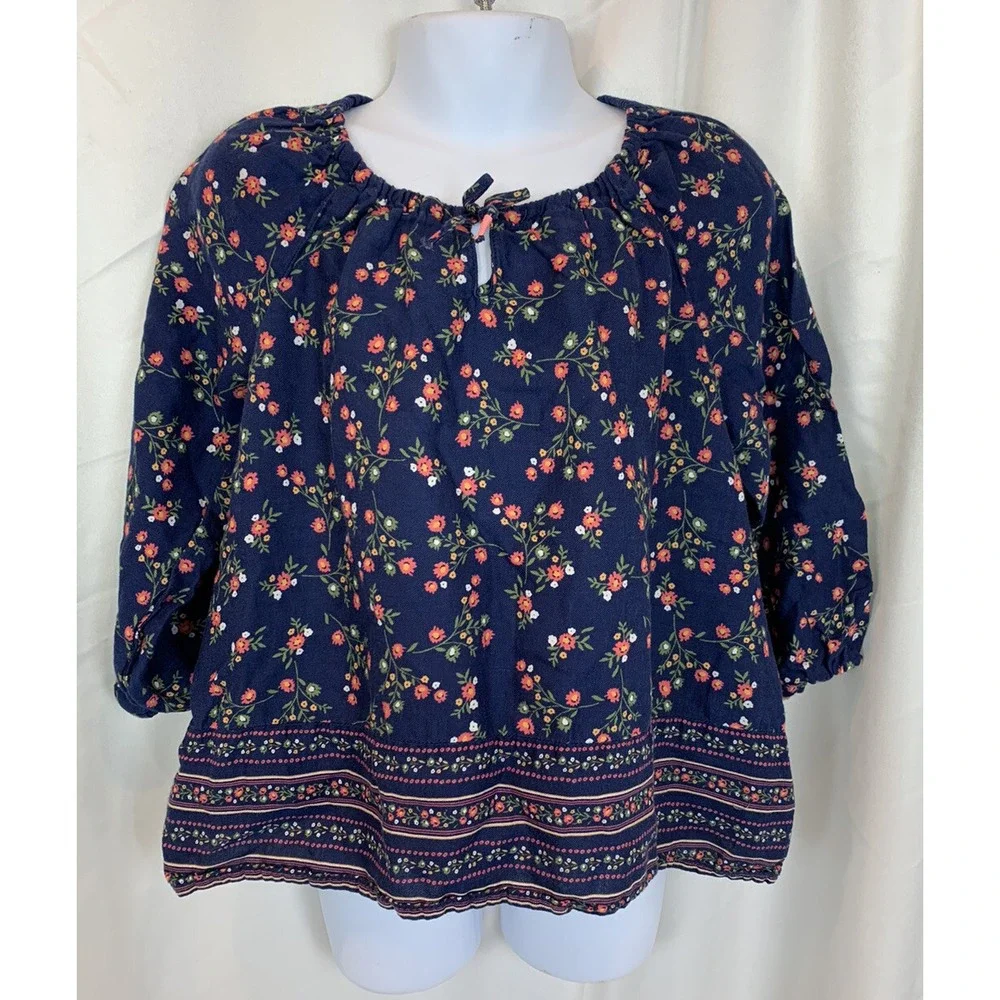 OshKosh B'gosh - Girl's Dark Blue Floral Top - Size 6 - EUC‎ !